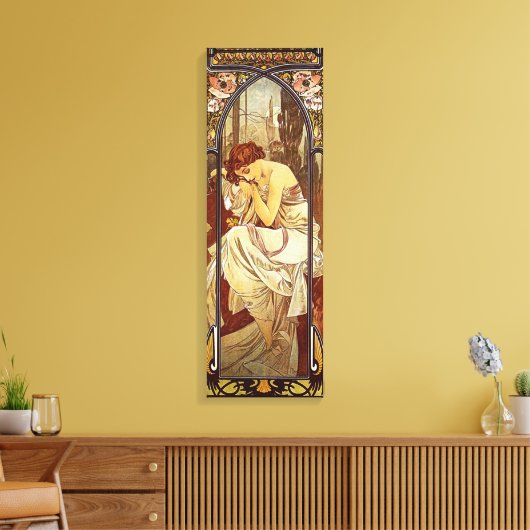Alphonse Mucha, nachtrust Canvas Afdruk (Insitu (Woonkamer))