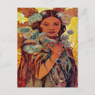 Alphonse Mucha - Native American Woman Briefkaart