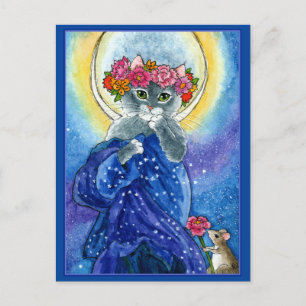 Alphonse Mucha parodie mignon chat carte postale M