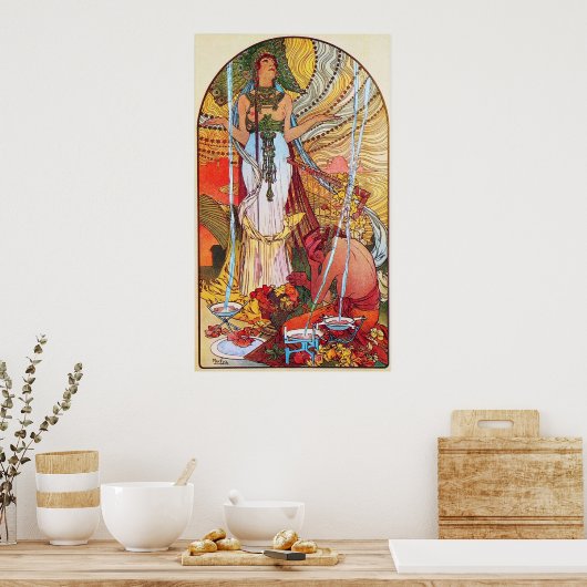 Alphonse Mucha Peacock art Poster (Keuken)