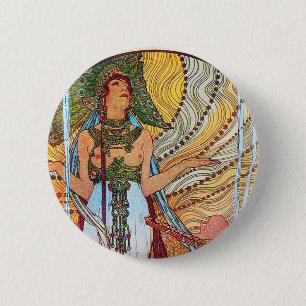 Alphonse Mucha Peacock art Ronde Button 5,7 Cm