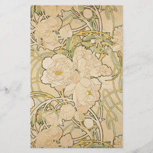 Alphonse Mucha Peonies Peony Rozen Fawn 1897 Briefpapier