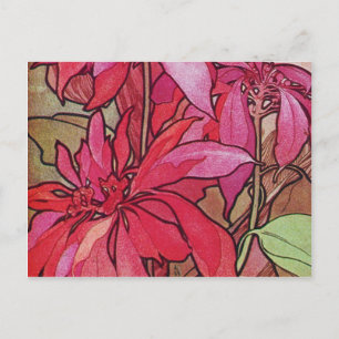 Alphonse Mucha Poinsettias kerstBriefkaarten Feestdagenkaart