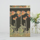 Alphonse Mucha  Popular Art Nouveau Poppies Briefpapier (Staand voorkant)