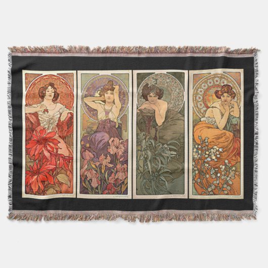 Alphonse Mucha Precious Stones Rugs Deken (Voorkant)