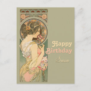 Alphonse Mucha Primrose CC0637 Birthday Briefkaart