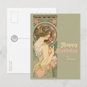 Alphonse Mucha Primrose CC0637 Birthday Briefkaart (Voorkant / Achterkant)
