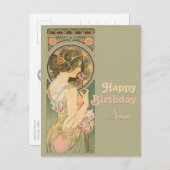 Alphonse Mucha Primrose CC0637 Carte postale Anniv (Devant / Derrière)