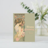 Alphonse Mucha Primrose CC0637 Carte postale Anniv (Debout devant)