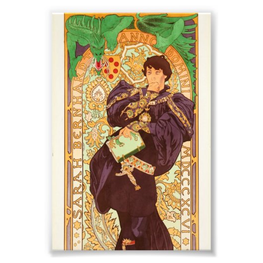 Alphonse Mucha Prince en Dragon Foto Afdruk (Voorkant)