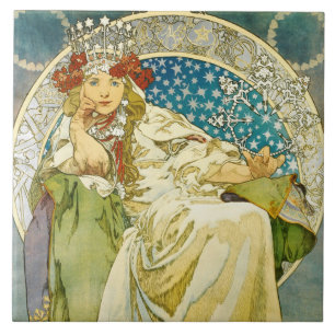 Alphonse Mucha Princess Hyacinth Art Nouveau Tegeltje