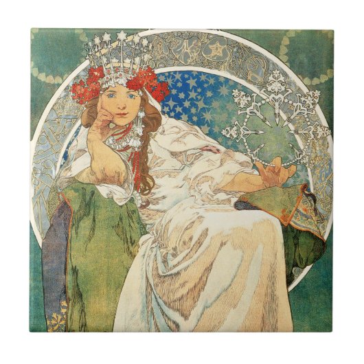 Alphonse Mucha Princess Hyacinth Tile Tegeltje (Voorkant)