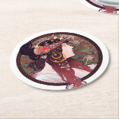 Alphonse Mucha Ronde Kartonnen Onderzetter (Gebogen)