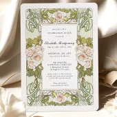 Alphonse Mucha Rozen Celebration of Life Kaart