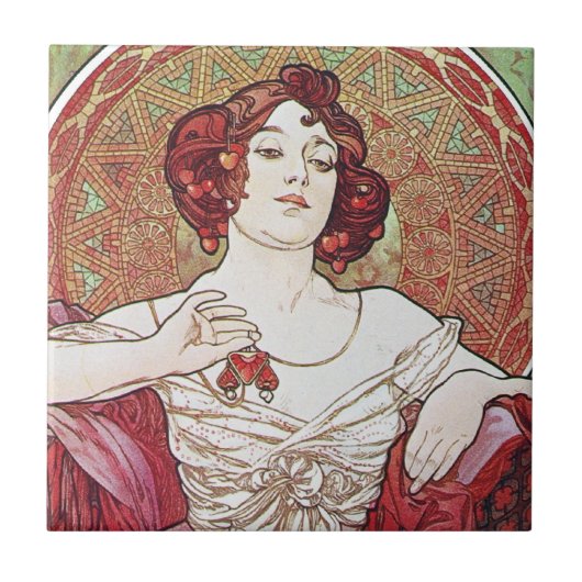 Alphonse Mucha Ruby Tegeltje (Voorkant)