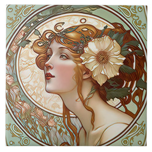 Alphonse Mucha Sarah Bernhardt Art Nouveau Ceramic Tegeltje