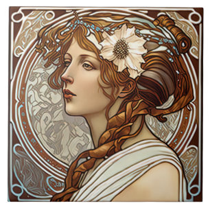 Alphonse Mucha Sarah Bernhardt Art Nouveau Ceramic Tegeltje