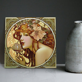 Alphonse Mucha Sarah Bernhardt Art Nouveau Ceramic Tegeltje