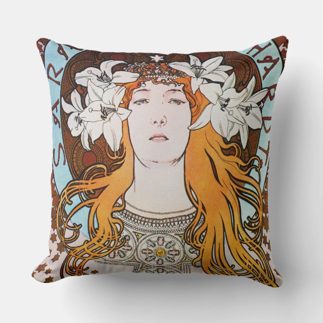 Alphonse Mucha Sarah Bernhardt  Art Nouveau Kussen (Voorkant)