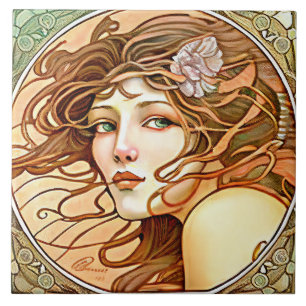 Alphonse Mucha Sarah Bernhardt Art Nouveau Tegeltje