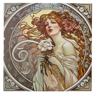 Alphonse Mucha Sarah Bernhardt Art Nouveau Tegeltje
