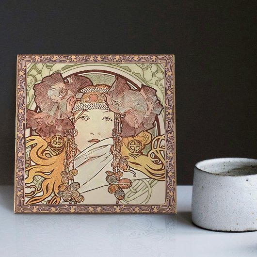 Alphonse Mucha Sarah Bernhardt Art Nouveau Tegeltje