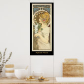 Alphonse Mucha Schilderen op zwart Poster (Keuken)