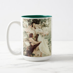Alphonse Mucha Spirit of Spring Custom Tweekleurige Koffiemok
