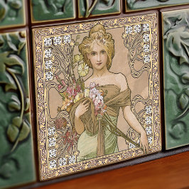 Alphonse Mucha Spring 4 Seasons Art  Tegeltje