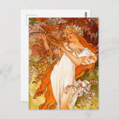 Alphonse Mucha Spring Briefkaart (Voorkant / Achterkant)