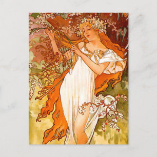 Alphonse Mucha Spring Feestdagenkaart