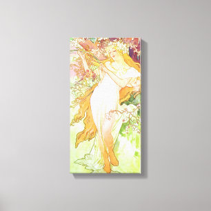 Alphonse Mucha Spring Floral Art Nouveau Canvas Afdruk
