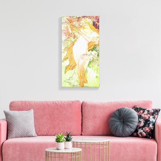 Alphonse Mucha Spring Floral Art Nouveau Canvas Afdruk (Insitu (Woonkamer))