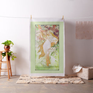 Alphonse Mucha Spring Floral  Art Nouveau Stof