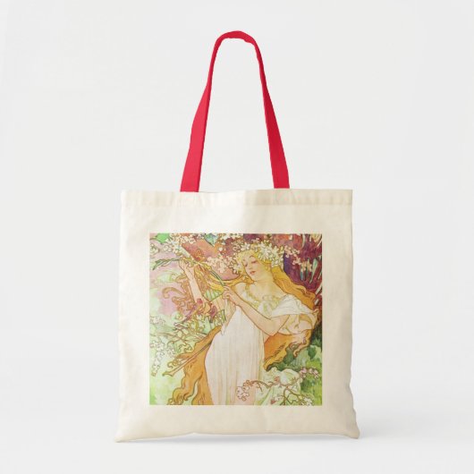 Alphonse Mucha Spring Floral  Art Nouveau Tote Bag (Voorkant)