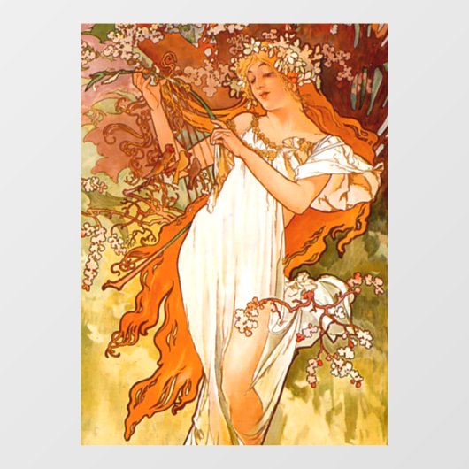 Alphonse Mucha Spring Raamsticker (Vel)