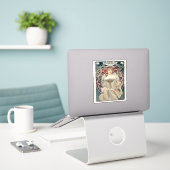 Alphonse Mucha Sticker | Art Nouveau Vinyl Decal (Laptop op bureau)