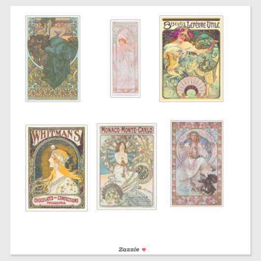 Alphonse Mucha Sticker Assortiment 2 (Feuille)