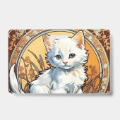 Alphonse Mucha Stijl Kat Badge (Achterkant)