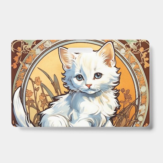 Alphonse Mucha Stijl Kat Badge (Voorzijde)