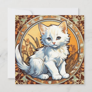 Alphonse Mucha stijl kat Kaart