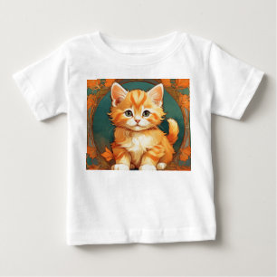 Alphonse Mucha Stijl Oranje Kat