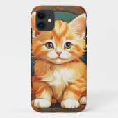 Alphonse Mucha Stijl Oranje Kat Case-Mate iPhone Case (Achterkant)