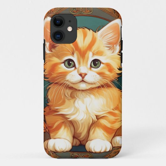 Alphonse Mucha Stijl Oranje Kat Case-Mate iPhone Case (Achterkant)