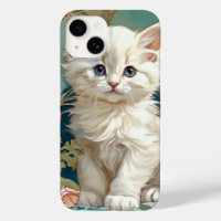 Alphonse Mucha Stijl Witte Kat