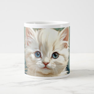 Alphonse Mucha Stijl Witte Kat Extra Grote Beker