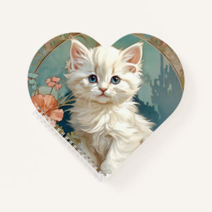 Alphonse Mucha Stijl Witte Kat Notitieboek