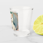 Alphonse Mucha Stijl Witte Kat Shot Glas (Rechts)