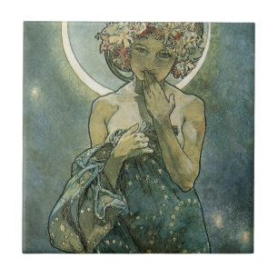 Alphonse Mucha Stunning Art Nouveau Woman #18 Tegeltje