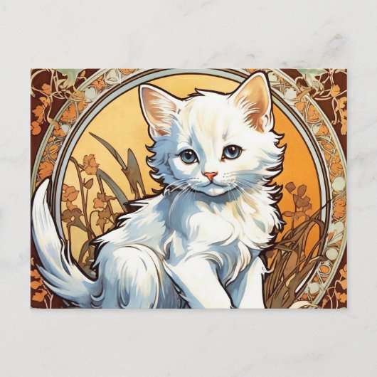 Alphonse Mucha Style Cat Feestdagenkaart (Voorkant)